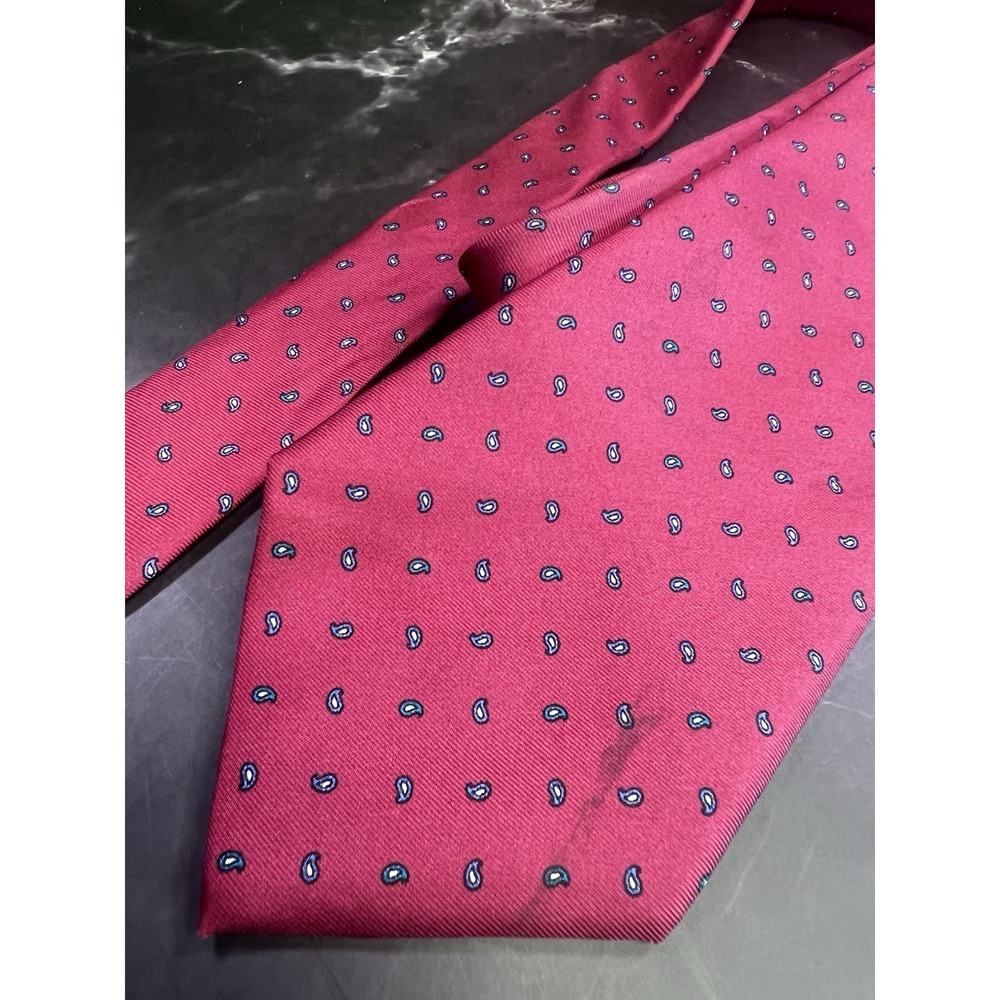 Vintage CHRISTIAN DIOR Red Geometric Silk Tie Designer Necktie Made In Italy - Picture 2 of 4